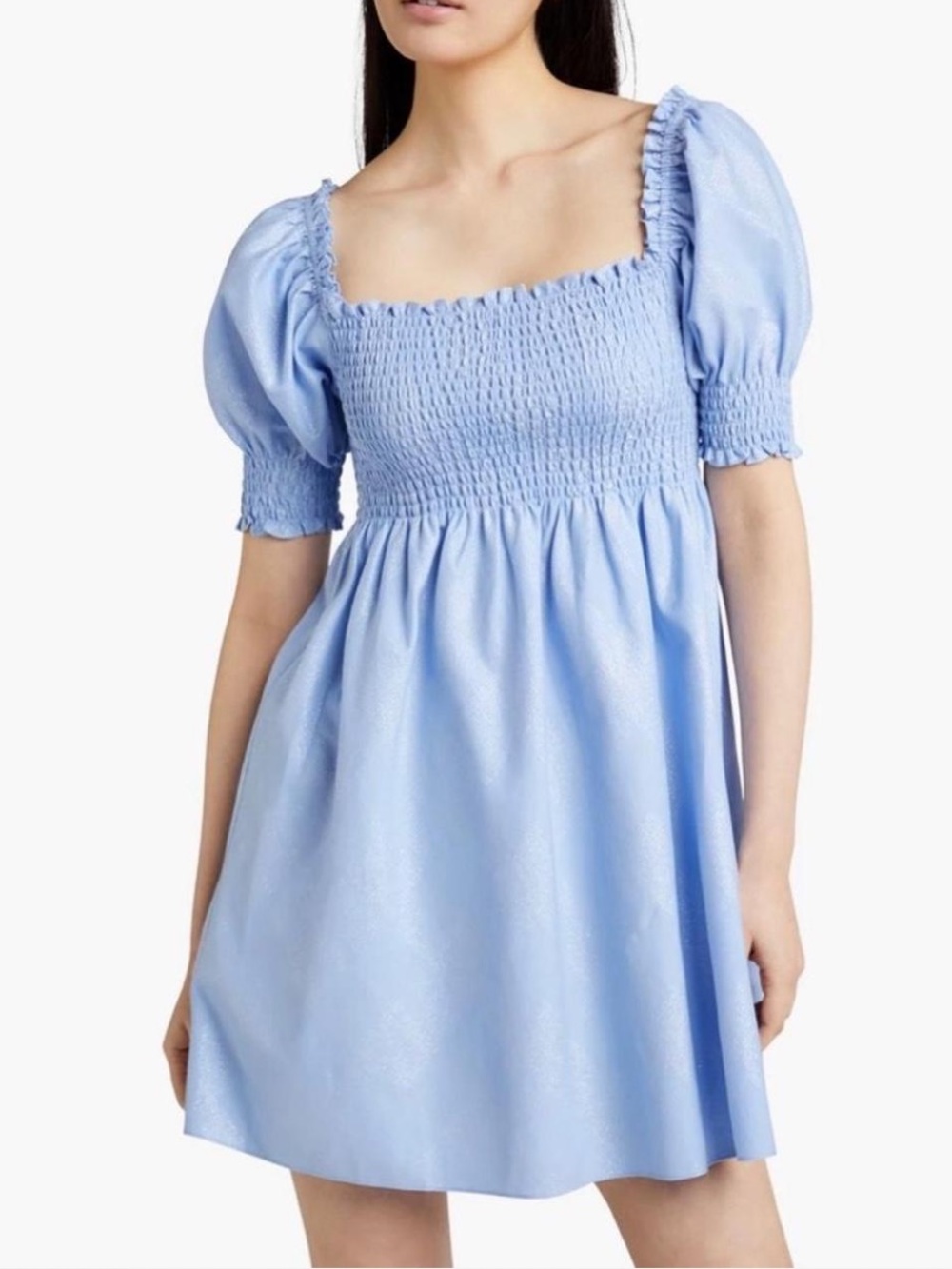 Hill House Athena Nap Dress Light Blue Babydoll Mini Dress Puff Sleeve Fairycore